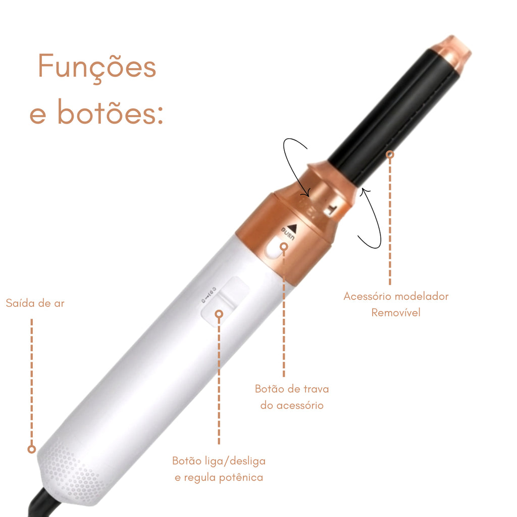 Escova Premium 5 em 1 | 1000W de Potência Profissional + Grátis Massageador