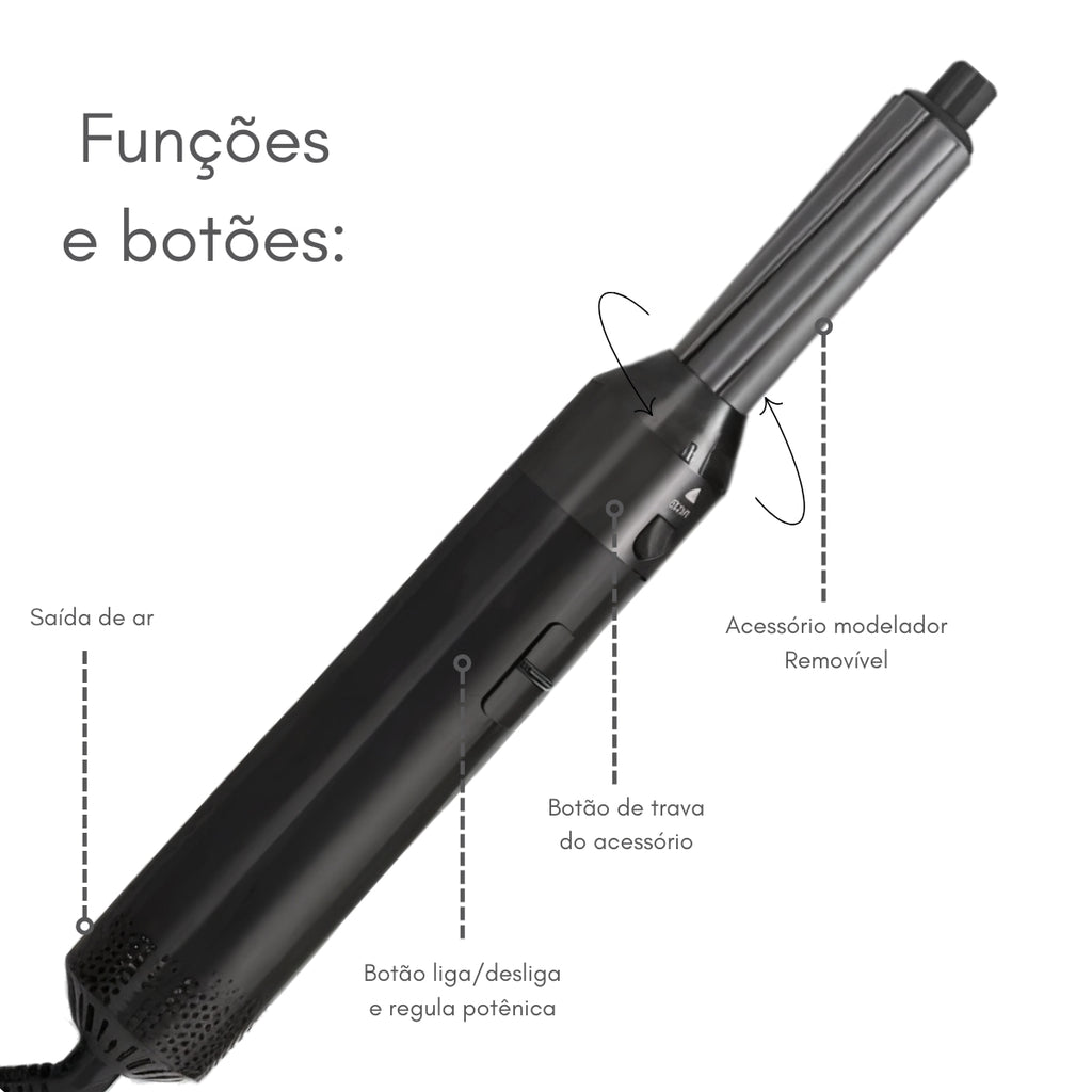 Escova Premium 5 em 1 | 1000W de Potência Profissional + Grátis Massageador
