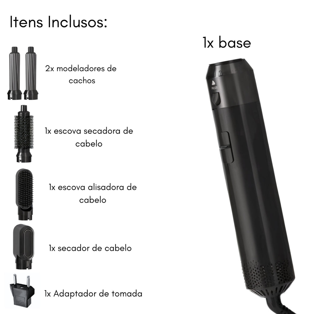 Escova Premium 5 em 1 | 1000W de Potência Profissional + Grátis Massageador