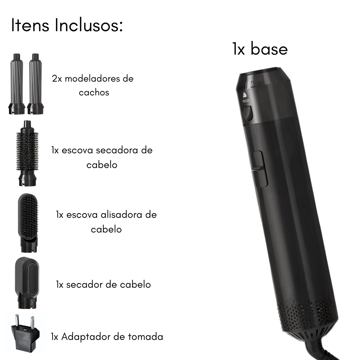 Escova Premium 5 em 1 | 1000W de Potência Profissional + Grátis Massageador