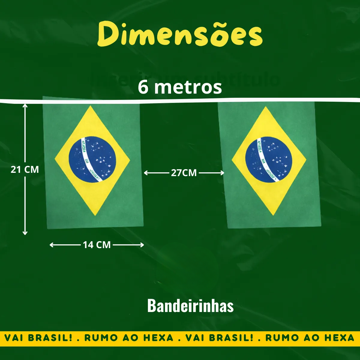 🇧🇷 Varal de Bandeirinhas Brasil 6 Metros – Copa do Mundo 🇧🇷