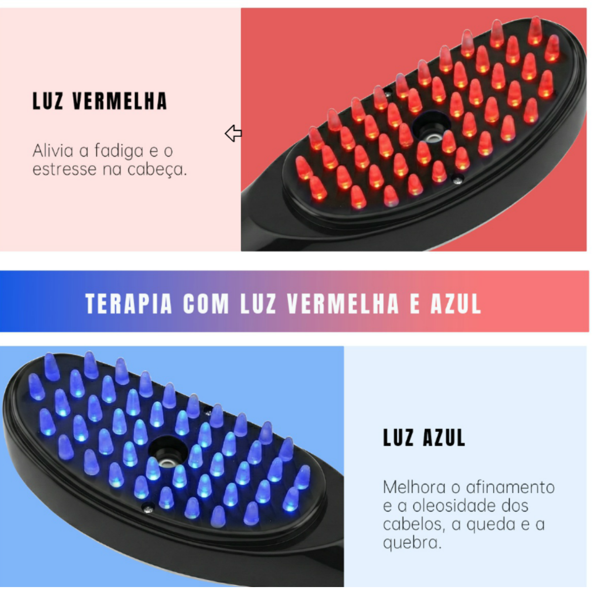 Kit Pente Massageador + Mini Massageador Elétrico Portátil