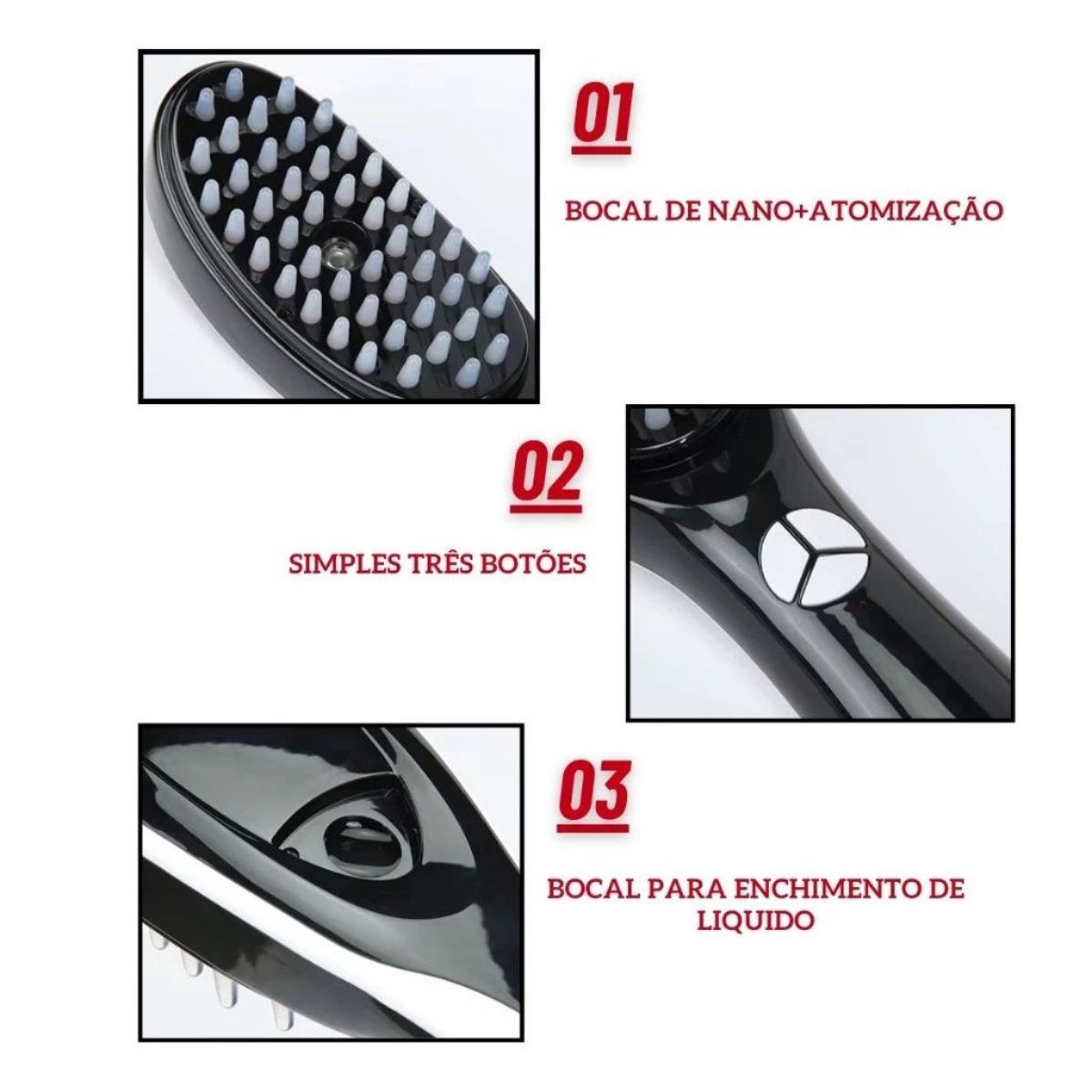 Kit Pente Massageador + Mini Massageador Elétrico Portátil