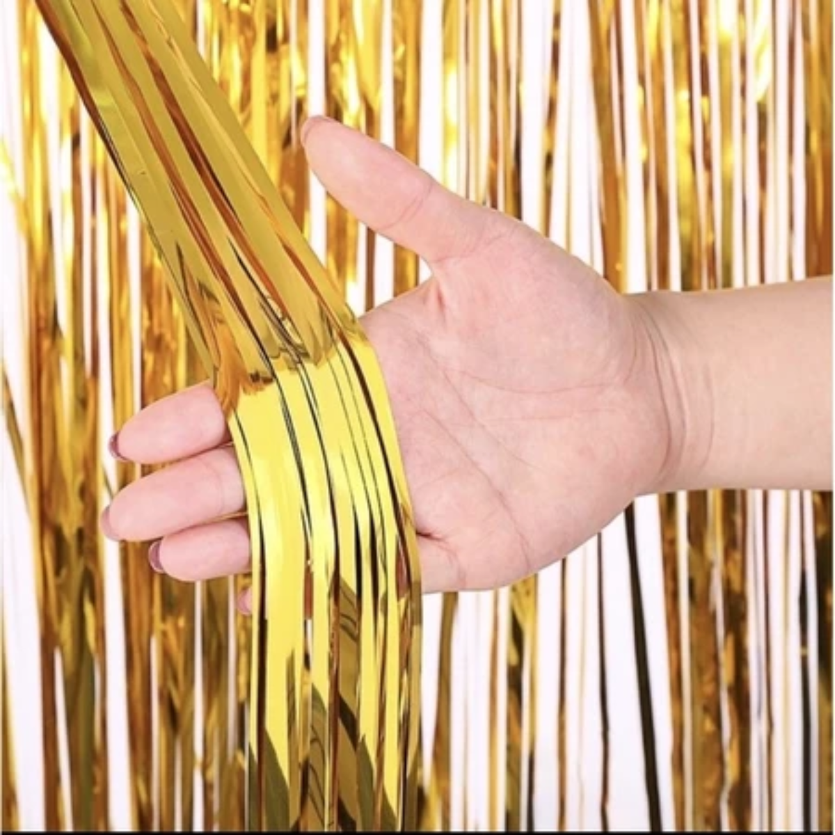 Amarela - Cortina Metalizada Franja 1x2m Decoração Festa Aniversário Painel