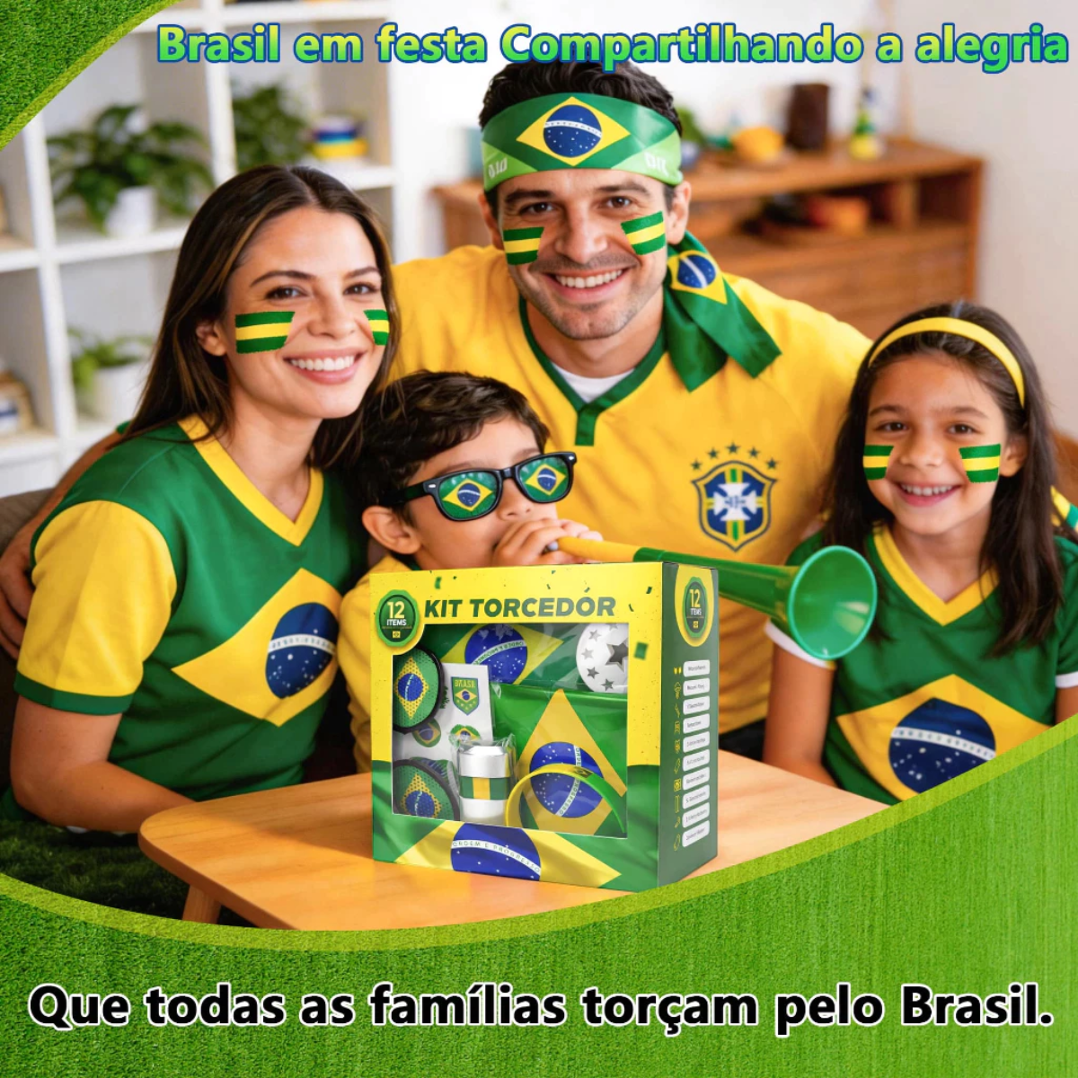 Conjunto Torcedor Brasil Copa 2026 Completo 12 Peças