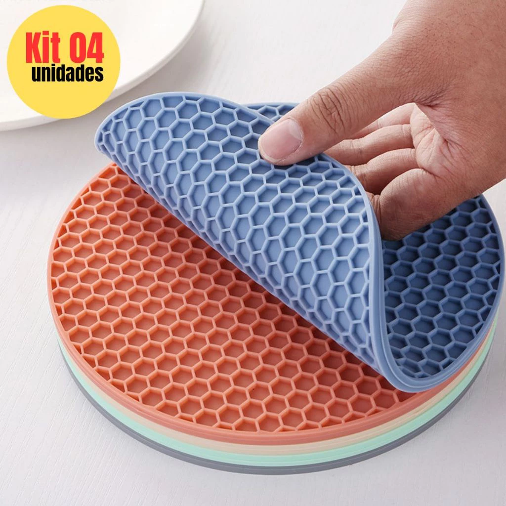 Kit com 4 Descansos de Silicone para Panelas