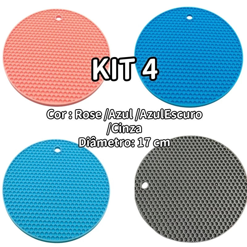Kit com 4 Descansos de Silicone para Panelas