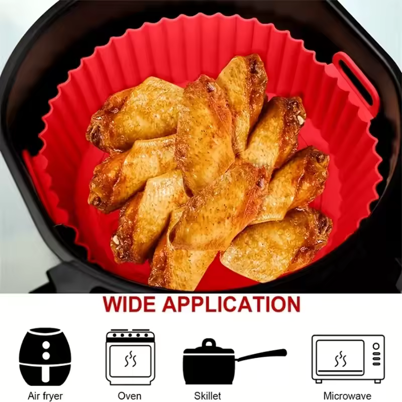 Forma de Silicone Reutilizável para Air Fryer com Alças