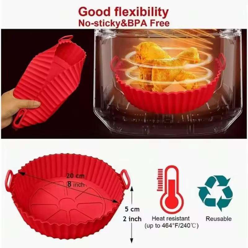 Forma de Silicone Reutilizável para Air Fryer com Alças
