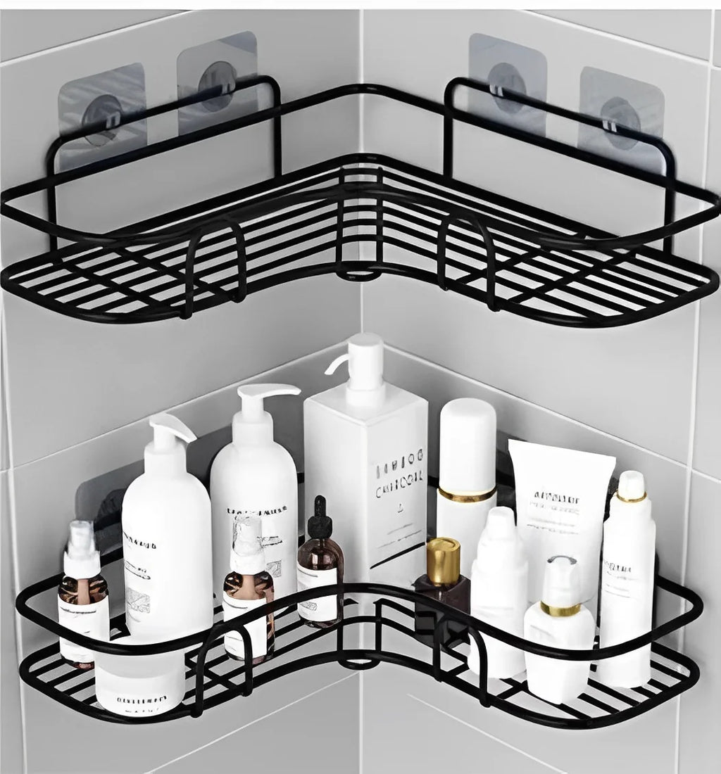 Kit 2 Prateleiras Adesivas – Organizador de Banheiro, Cozinha e Lavanderia para Shampoo e Sabonete