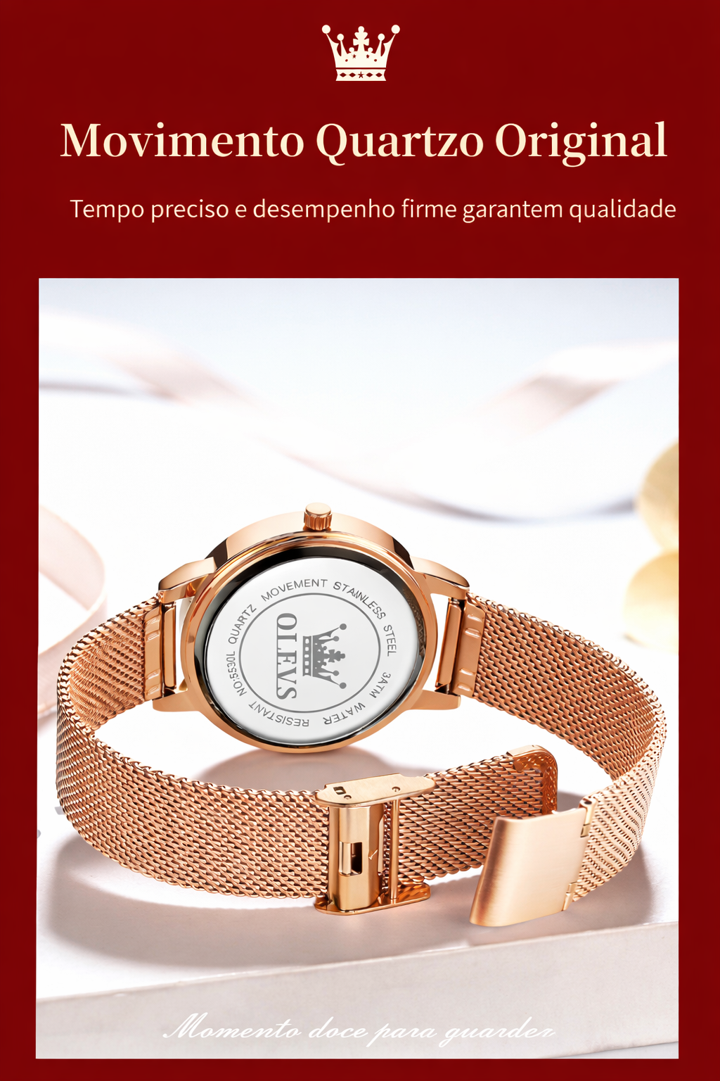 Relógio Feminino OLEVS 5530 Quartz Aço Inoxidável