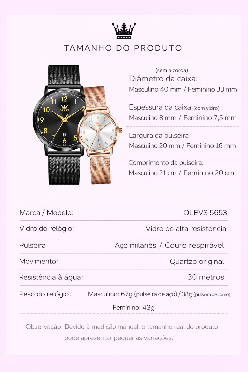 Relógio Feminino/Masculino OLEVS 5653 Luxury Watch – Elegância para Todas as Ocasiões