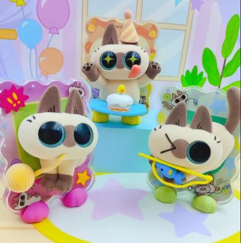🐱 Azuki Siamese Cat Blind Box – Série Healing Moments | Ímã de Geladeira & Mini Figure Decorativa