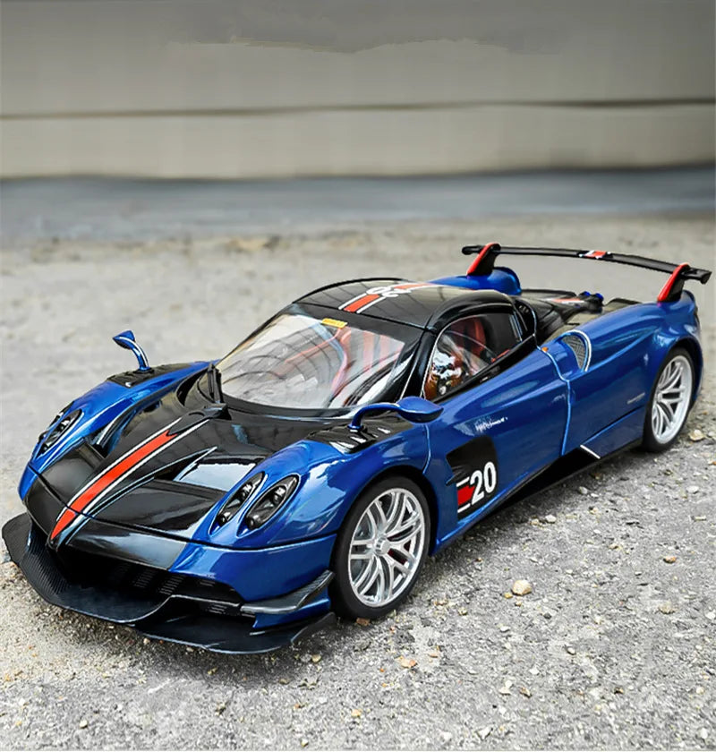 Miniatura Pagani Huayra BC 1:18 em Metal – Carro Esportivo Diecast com Som e Luz, Supercarro de Luxo Colecionável
