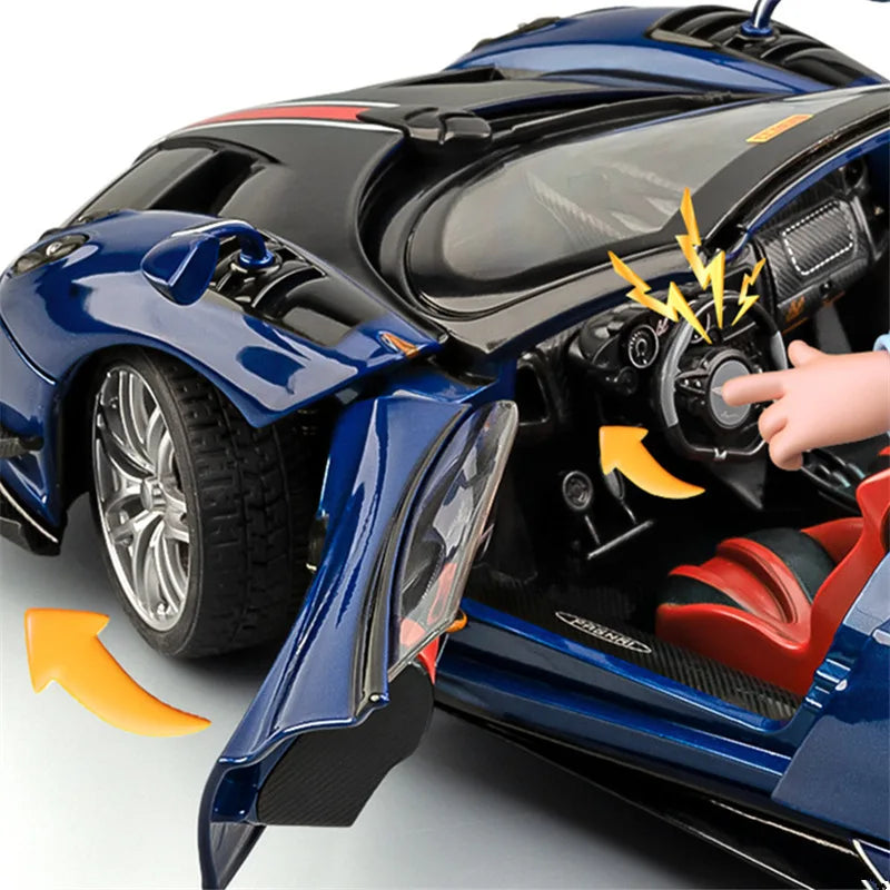 Miniatura Pagani Huayra BC 1:18 em Metal – Carro Esportivo Diecast com Som e Luz, Supercarro de Luxo Colecionável
