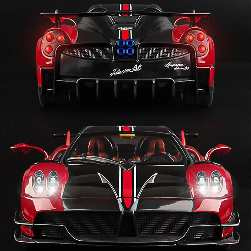 Miniatura Pagani Huayra BC 1:18 em Metal – Carro Esportivo Diecast com Som e Luz, Supercarro de Luxo Colecionável
