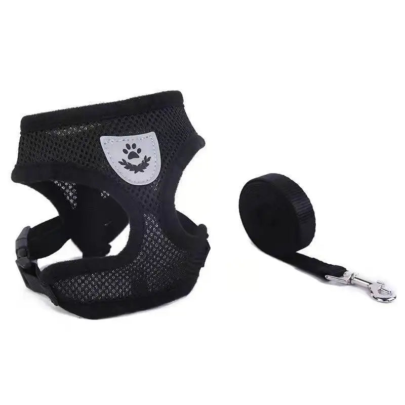 🐾 Peitoral Antiderrapante para Cães e Gatos com Guia – Conforto e Segurança para Passeios