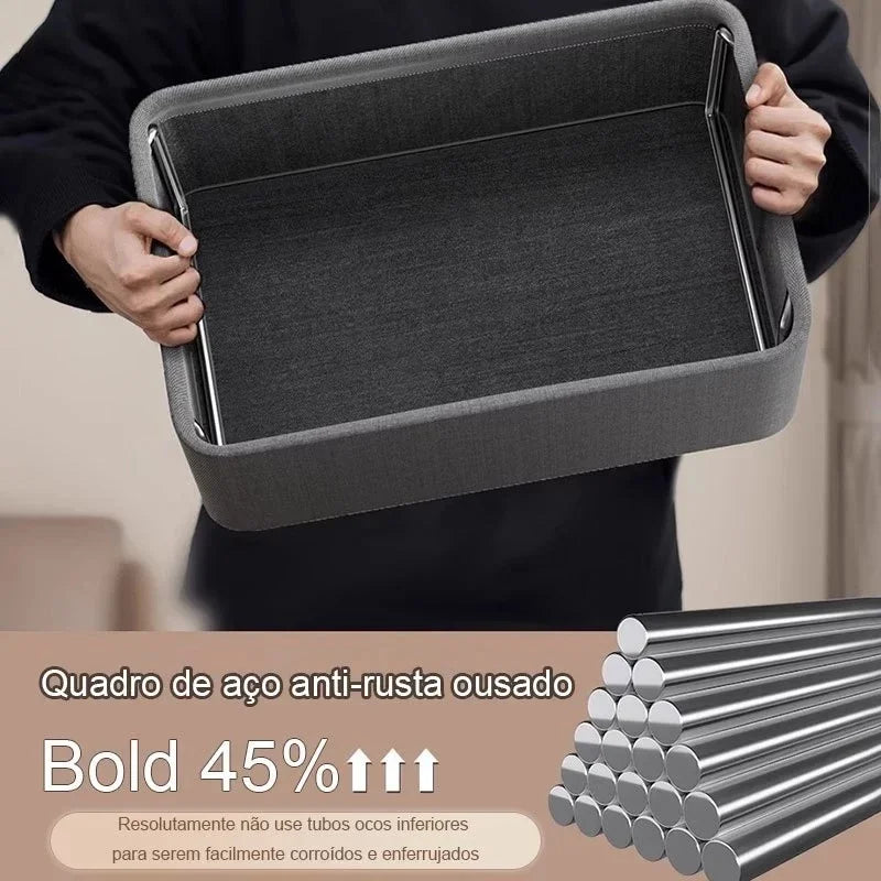 Organizador de Calças com Suporte de Aço – Caixa Dobrável Resistente para Guarda-Roupa