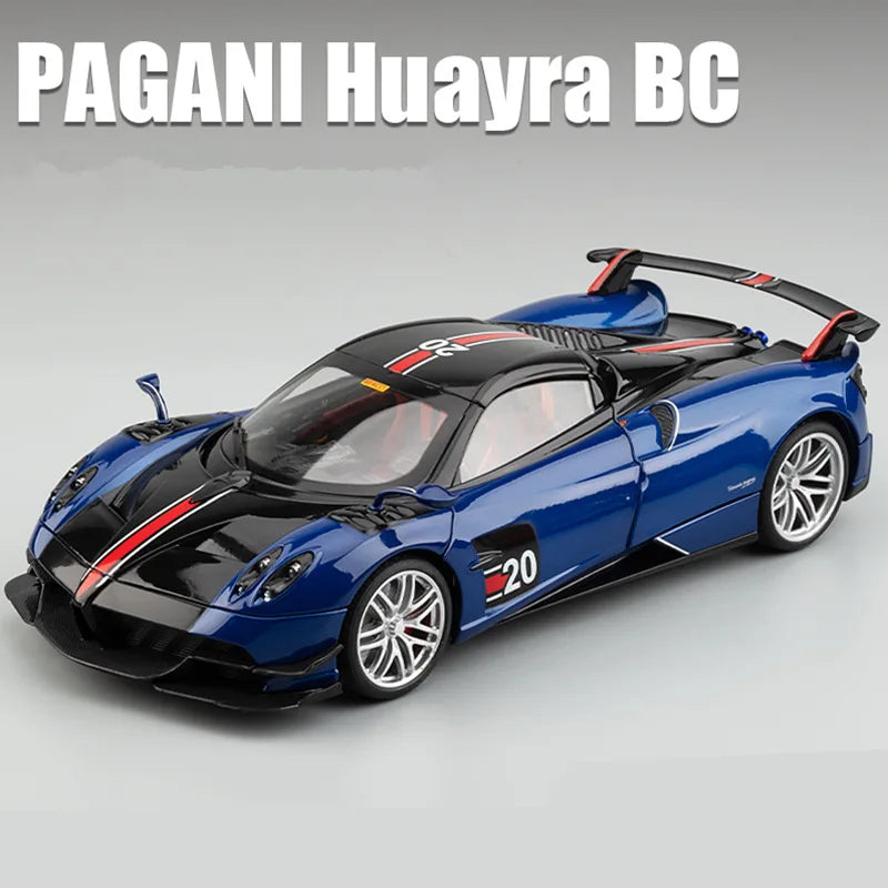 Miniatura Pagani Huayra BC 1:18 em Metal – Carro Esportivo Diecast com Som e Luz, Supercarro de Luxo Colecionável