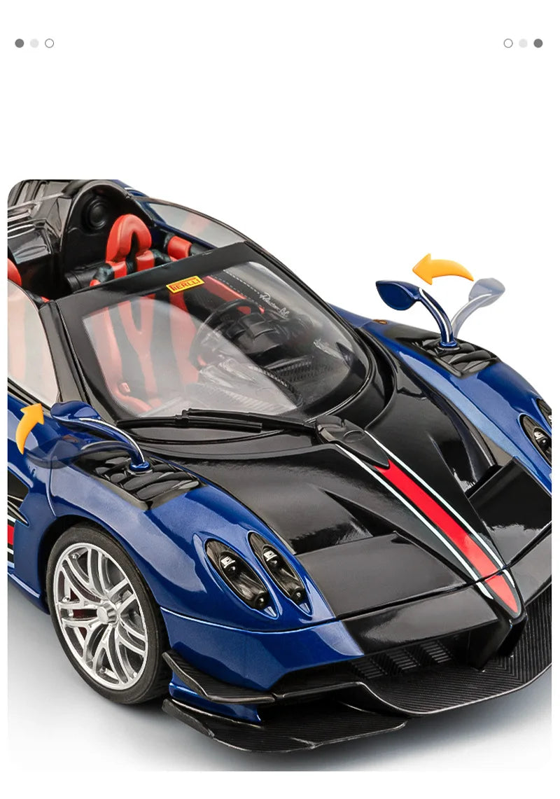 Miniatura Pagani Huayra BC 1:18 em Metal – Carro Esportivo Diecast com Som e Luz, Supercarro de Luxo Colecionável