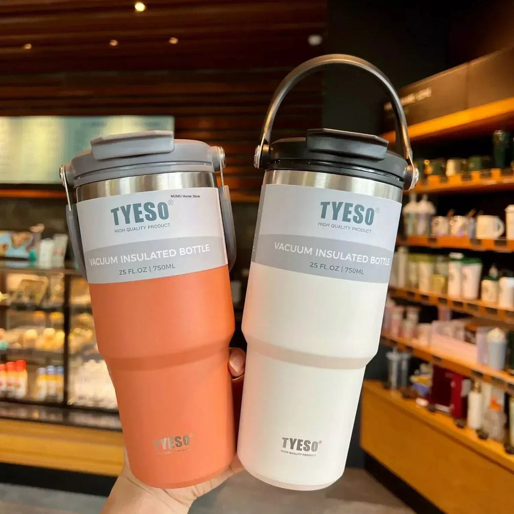 TYESO Tumbler Térmico Inox — Dupla Parede, Quente ou Gelado, Pronto Para Qualquer Jornada