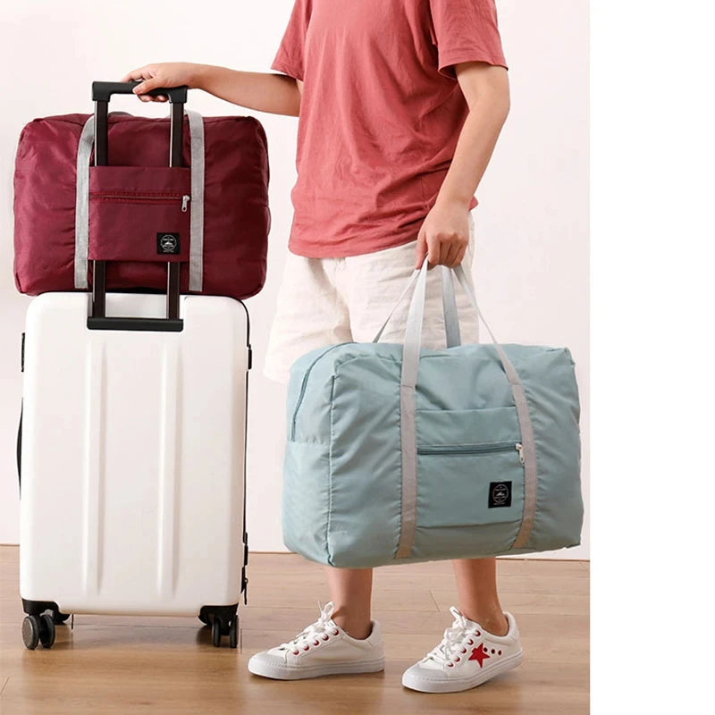Bolsa de Viagem Dobrável – Leve, Grande Capacidade, Ideal para Avião, Academia e Fim de Semana
