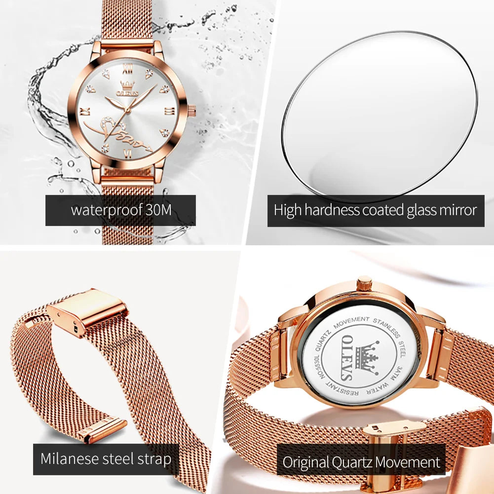 Relógio Feminino OLEVS 5530 Quartz Aço Inoxidável