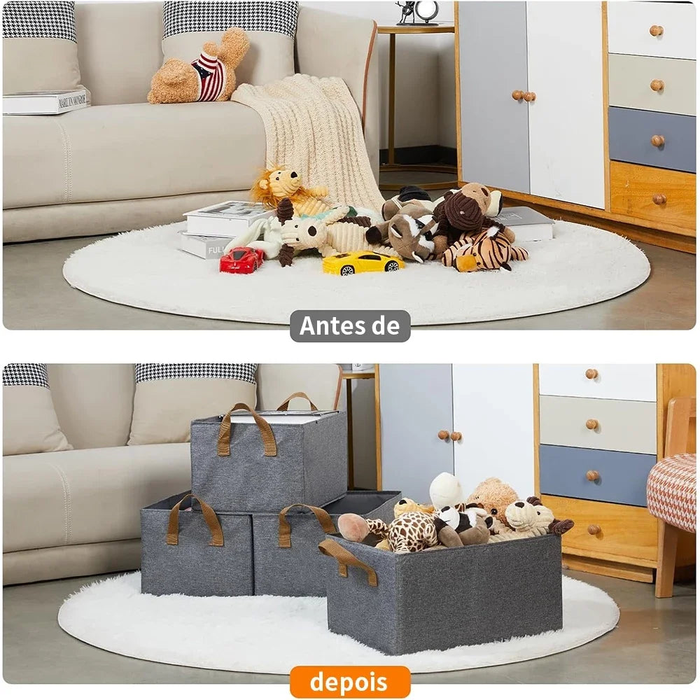 Organizador de Calças com Suporte de Aço – Caixa Dobrável Resistente para Guarda-Roupa