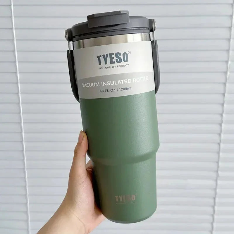TYESO Tumbler Térmico Inox — Dupla Parede, Quente ou Gelado, Pronto Para Qualquer Jornada