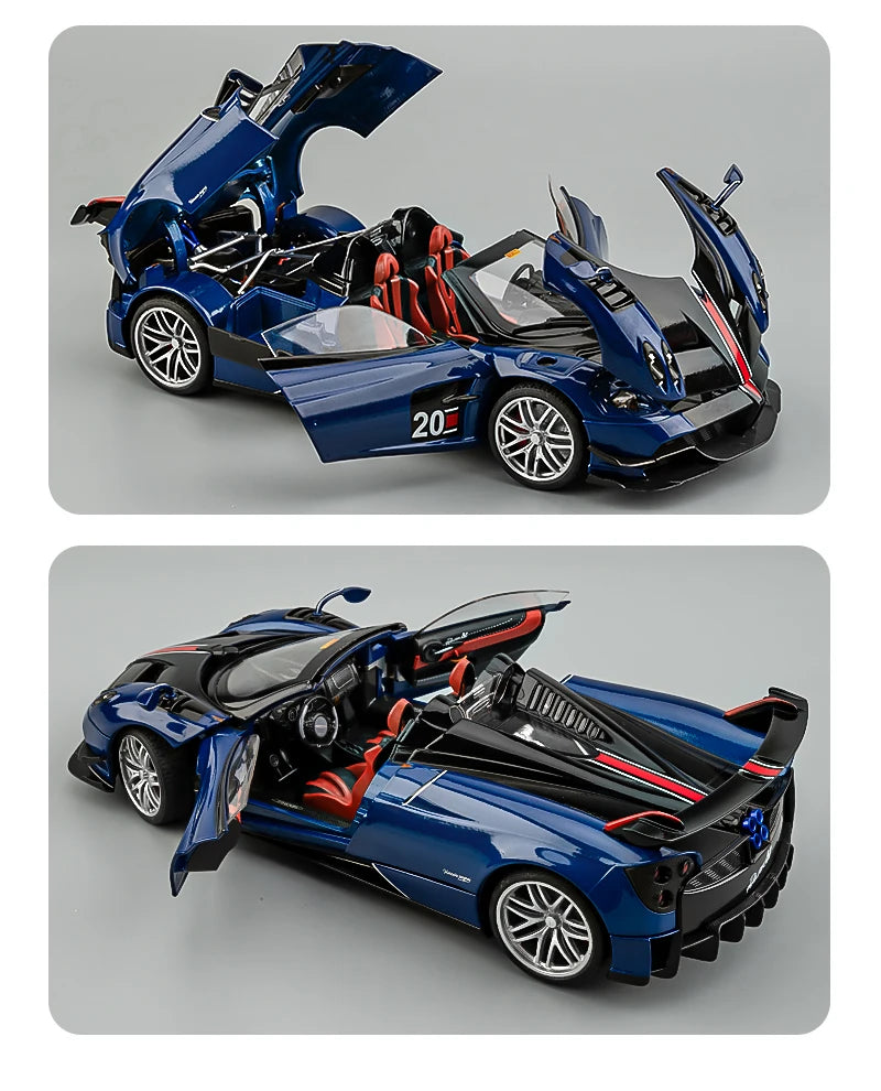 Miniatura Pagani Huayra BC 1:18 em Metal – Carro Esportivo Diecast com Som e Luz, Supercarro de Luxo Colecionável