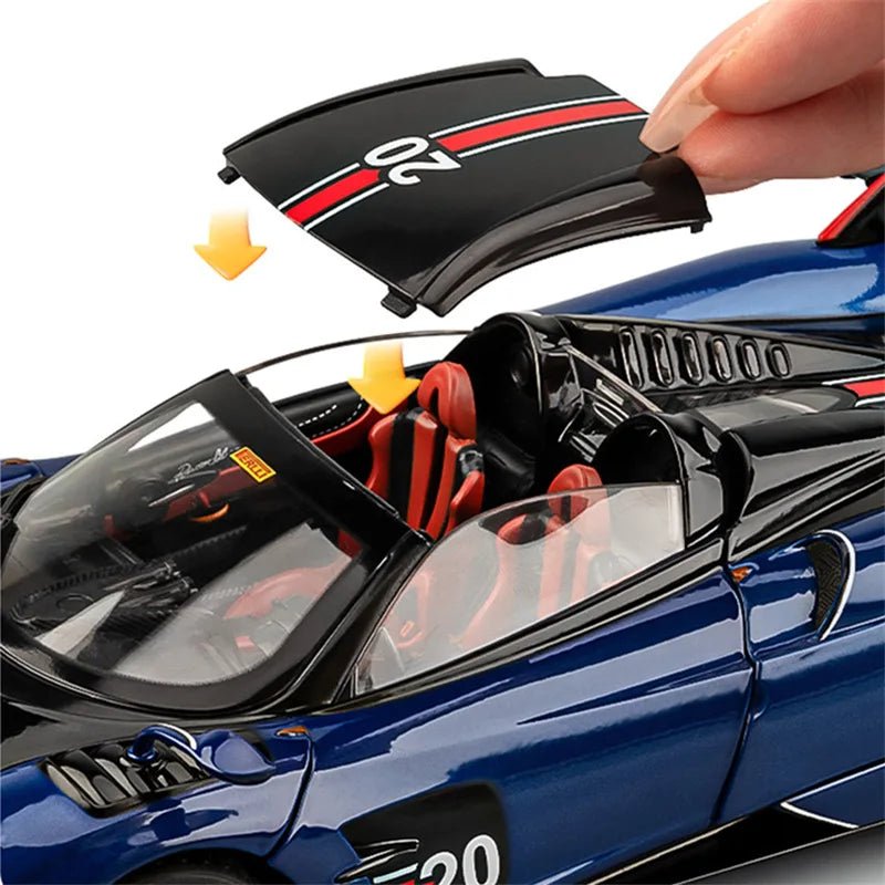 Miniatura Pagani Huayra BC 1:18 em Metal – Carro Esportivo Diecast com Som e Luz, Supercarro de Luxo Colecionável