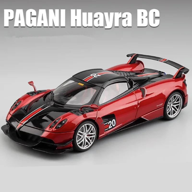 Miniatura Pagani Huayra BC 1:18 em Metal – Carro Esportivo Diecast com Som e Luz, Supercarro de Luxo Colecionável