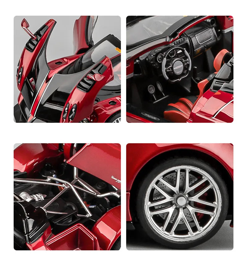 Miniatura Pagani Huayra BC 1:18 em Metal – Carro Esportivo Diecast com Som e Luz, Supercarro de Luxo Colecionável