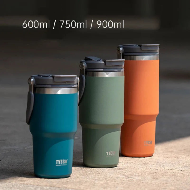TYESO Tumbler Térmico Inox — Dupla Parede, Quente ou Gelado, Pronto Para Qualquer Jornada