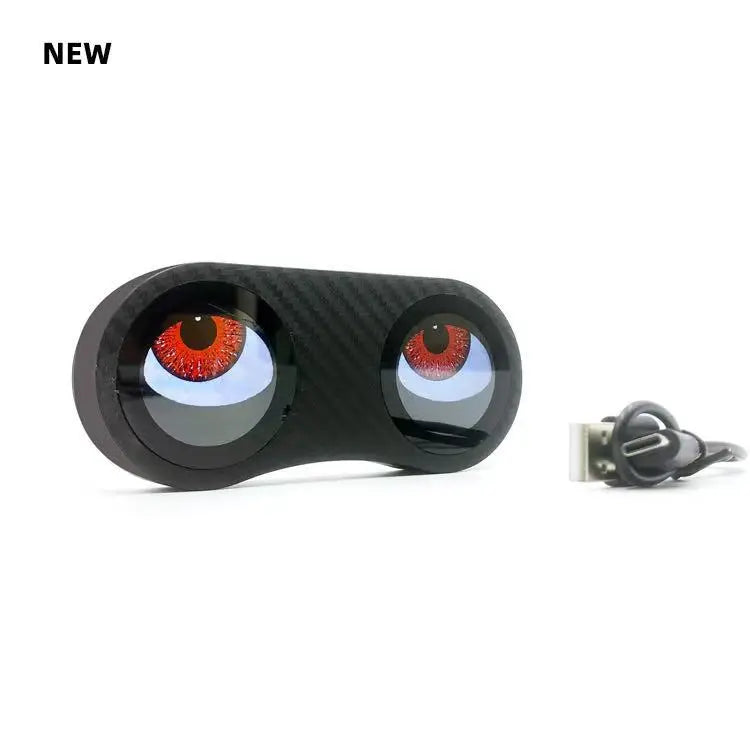 Lanterna Traseira Bike Devil Eyes LED – Luz Decorativa Recarregável USB-C com Efeito Olhos, À Prova d’Água para Bicicleta/Moto