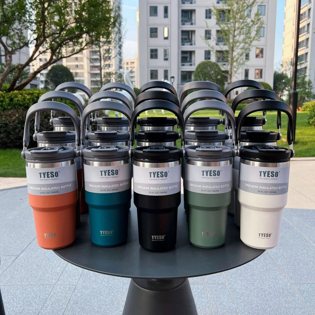 TYESO Tumbler Térmico Inox — Dupla Parede, Quente ou Gelado, Pronto Para Qualquer Jornada