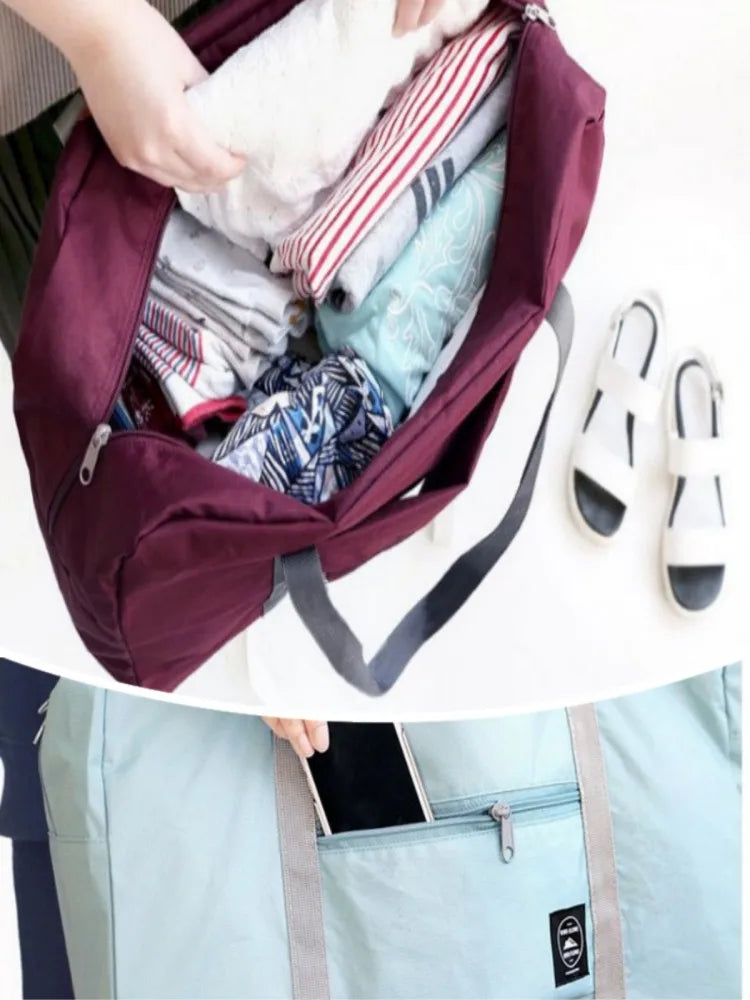 Bolsa de Viagem Dobrável – Leve, Grande Capacidade, Ideal para Avião, Academia e Fim de Semana