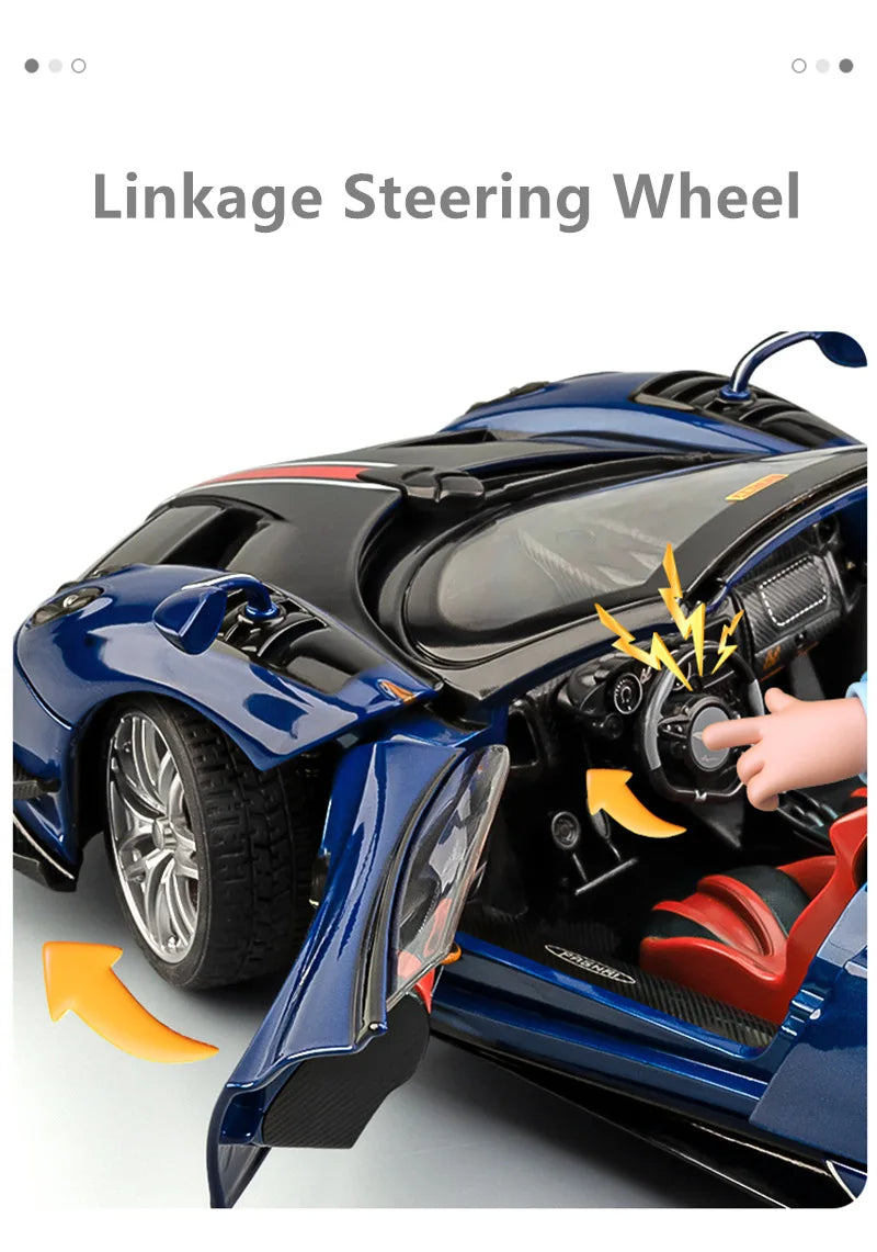 Miniatura Pagani Huayra BC 1:18 em Metal – Carro Esportivo Diecast com Som e Luz, Supercarro de Luxo Colecionável