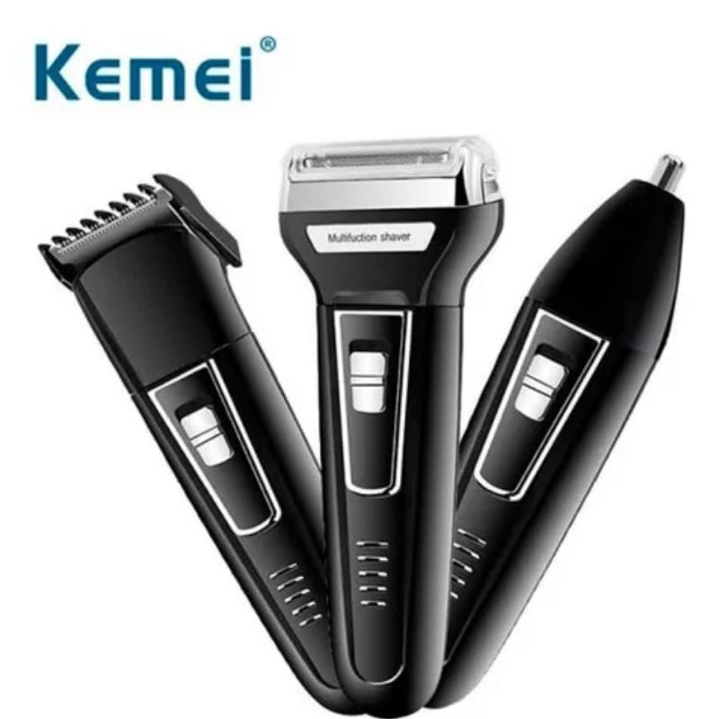 ✨ Máquina Kemei 3 em 1 | Barbeador, Aparador e Cortador | Bivolt