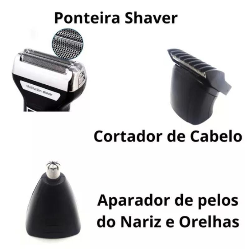 ✨ Máquina Kemei 3 em 1 | Barbeador, Aparador e Cortador | Bivolt