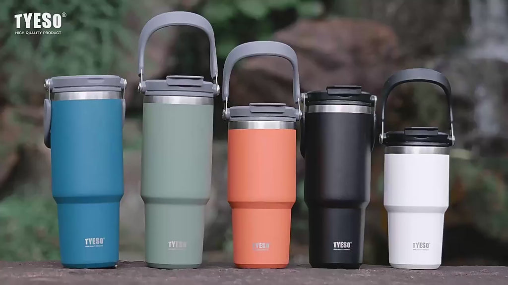 TYESO Tumbler Térmico Inox — Dupla Parede, Quente ou Gelado, Pronto Para Qualquer Jornada