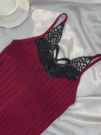 Body Feminino Sexy Renda com Bordado de Borboleta
